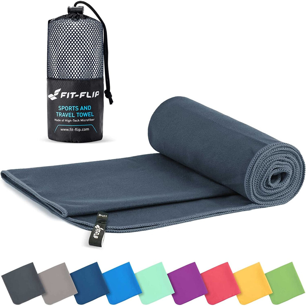 Fit Flip Microfibre towel compact, ultra lightweight & fast drying travel towel  perfect sports, gym & beach towel, camping towel and swimming towels
