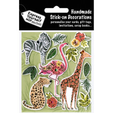 Wild Safari Animals DIY Greeting Card Toppers Stick-On Craft Decorations