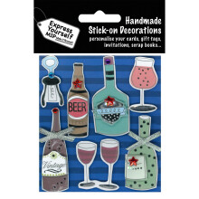 Wine, Beer & Spirits DIY Greeting Card Toppers Stick-On Craft Decorations
