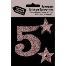Silver Large Number 5 DIY Greeting Card Toppers Stick-On Craft Decorations