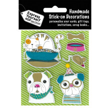 Dog, Cat & Mouse DIY Greeting Card Toppers Stick-On Craft Decorations