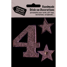 Silver Large Number 4 DIY Greeting Card Toppers Stick-On Craft Decorations