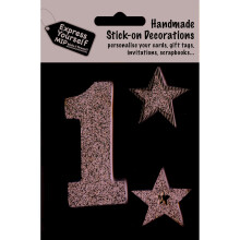 Silver Large Number 1 DIY Greeting Card Toppers Stick-On Craft Decorations