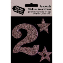 Silver Large Number 2 DIY Greeting Card Toppers Stick-On Craft Decorations