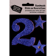 Gold Large Number 2 DIY Greeting Card Toppers Stick-On Craft Decorations