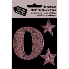 Silver Large Number 0 DIY Greeting Card Toppers Stick-On Craft Decorations