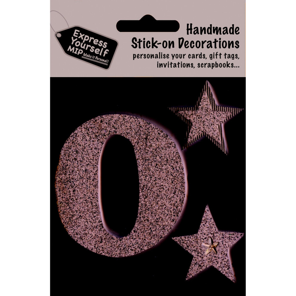 Silver Large Number 0 DIY Greeting Card Toppers Stick-On Craft Decorations