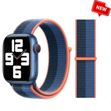 (Blue Jay-Abyss Blue, 42mm-44mm-45mm) Nylon Loop Strap For Apple Watch Band
