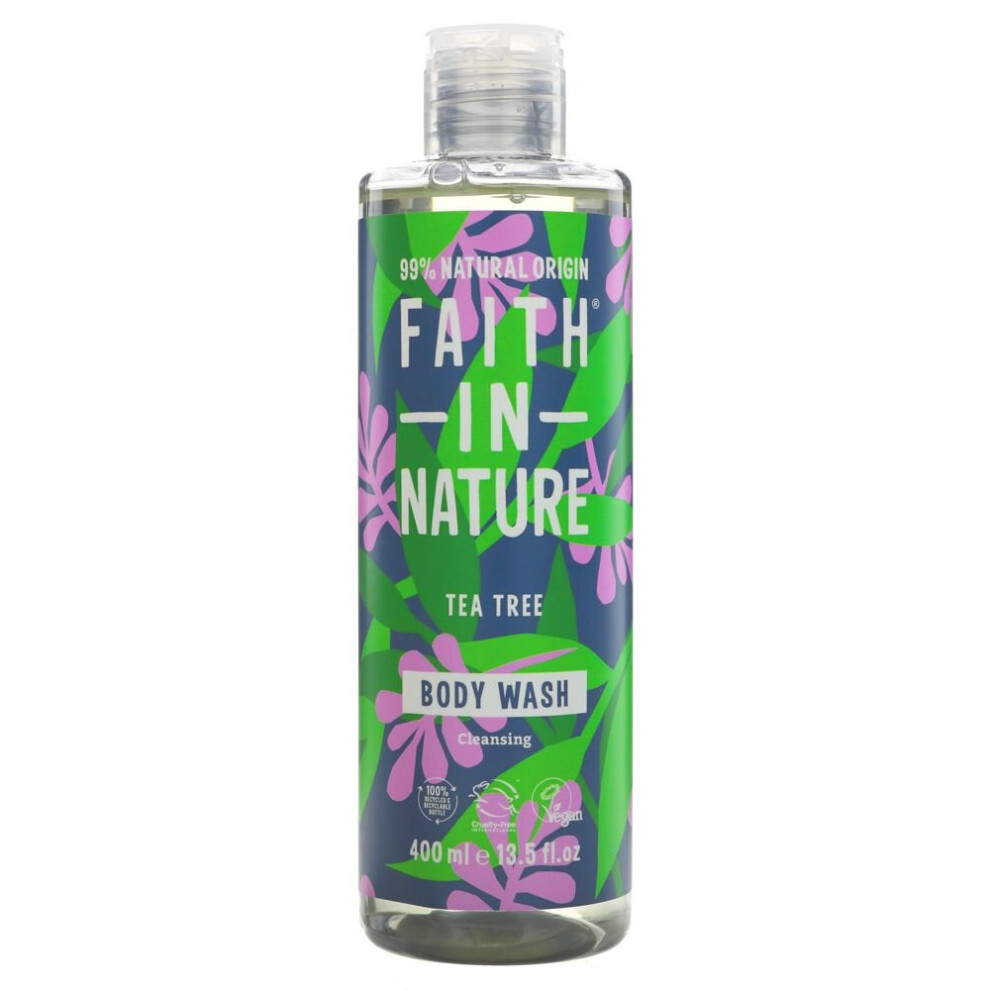 Faith In Nature Body Wash - Tea Tree -400ml ( pack of 6 )