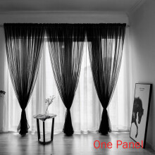 (Black, 100*270cm/39.4*106.3in) Elegant Sheer Solid Panel Window Curtain All Sizes All Colors Panel 1