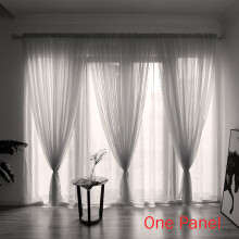 (Silver Gray, 100*270cm/39.4*106.3in) Elegant Sheer Solid Panel Window Curtain All Sizes All Colors Panel 1