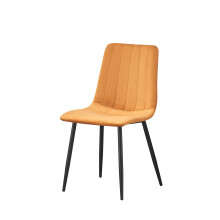 (Yellow-strip) Classic Design Velvet Fabric Dining Chairs Metal Legs Padded Seat Chairs