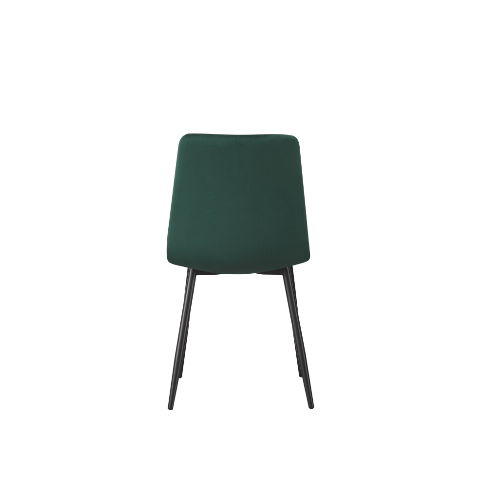 (Green-strip) Classic Design Velvet Fabric Dining Chairs Metal Legs Padded Seat Chairs