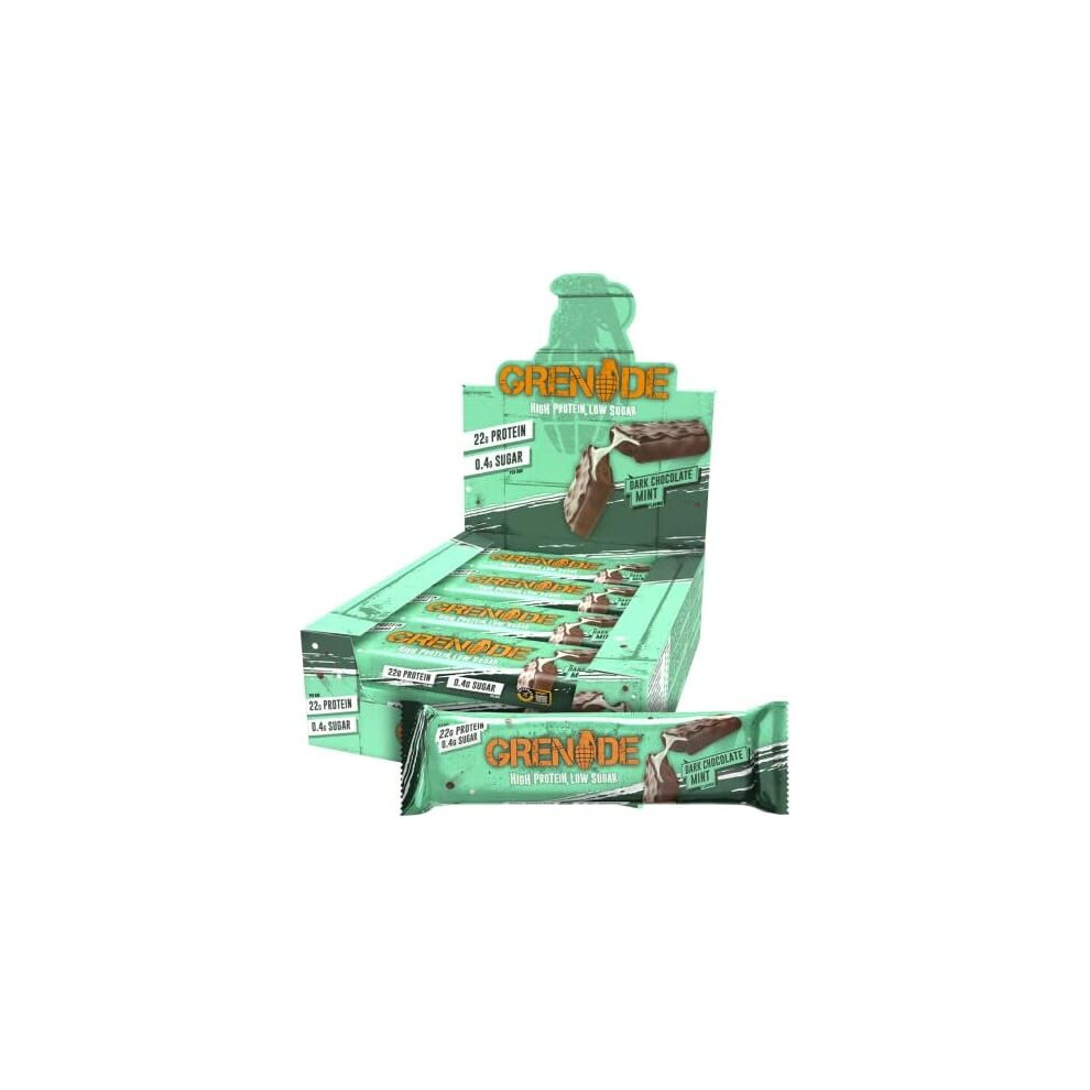 Grenade High Protein, Low Sugar Bar - Dark Chocolate Mint, 12 x 60 g