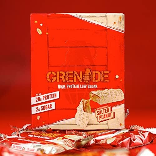 Grenade Grenade High Protein, Low Sugar Bar, White Chocolate Peanut, 12 x 60 g 2