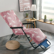 (Feather, 160*52cm/63*20in) Washable Flannel Deck Chair Cushion Thick Padded Flowers Print Lounger Mat Patio