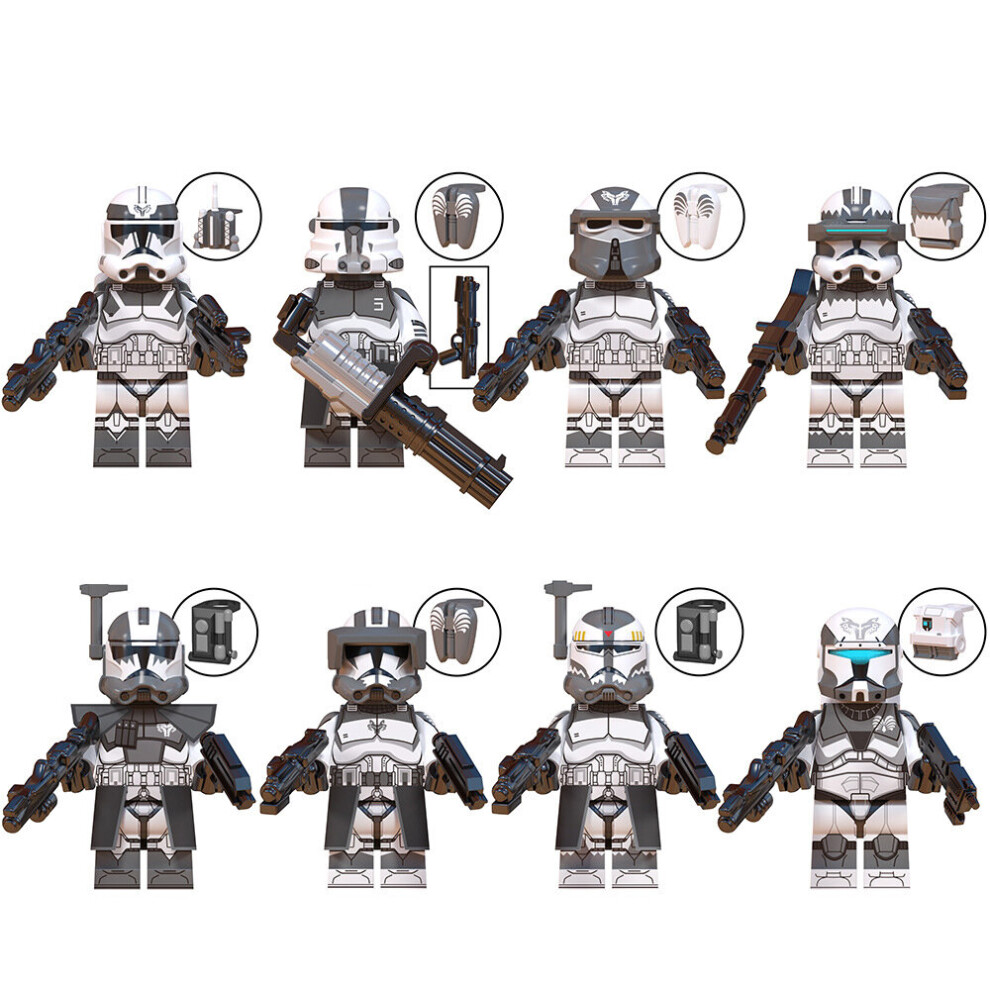 Xurikcoo 8Pcs Clone Cavalry Wolf Regiment Heavy Soldierstar Wars Empire Storm Trooper Minifigures Kids Toys Fit Lego