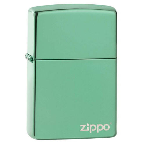 Zippo Zippo Classic High Polish Green Logo Design Windproof Flame Refillable Lighter 2