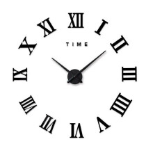 (Black, Large) 3d Extra Diy Large Roman Numerals Luxury Mirror Wall Sticker Clock Decor Home