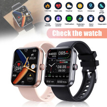 (Black) Blood Glucose Sugar Smart Watch Body Temperature ECG HRV Monitor Gym Sportwatch