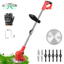 (grass trimmer) Cordless Lawn Trimmer Weed Wacker 18V Grass Trimmer Lawn Edger with 3 Types Cutting Blade Electric Weed Trimmer Tool for Lawn Care and Garden Yard