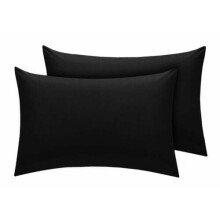 (Black Pillowcase Only) Plain Fitted Sheet Black Single Double King Size Bedsheet 25cm Deep UK