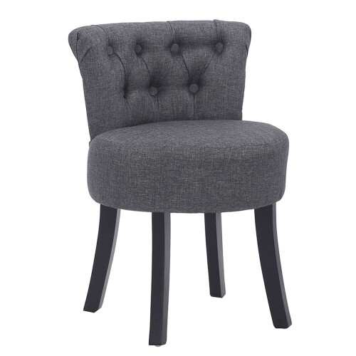 Living And Home Makeup Stool Soft Pouffe Button Backrest Dressing Table Vanity Chair Padded Seat 2