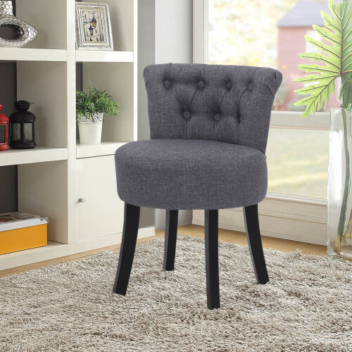 Living And Home Makeup Stool Soft Pouffe Button Backrest Dressing Table Vanity Chair Padded Seat