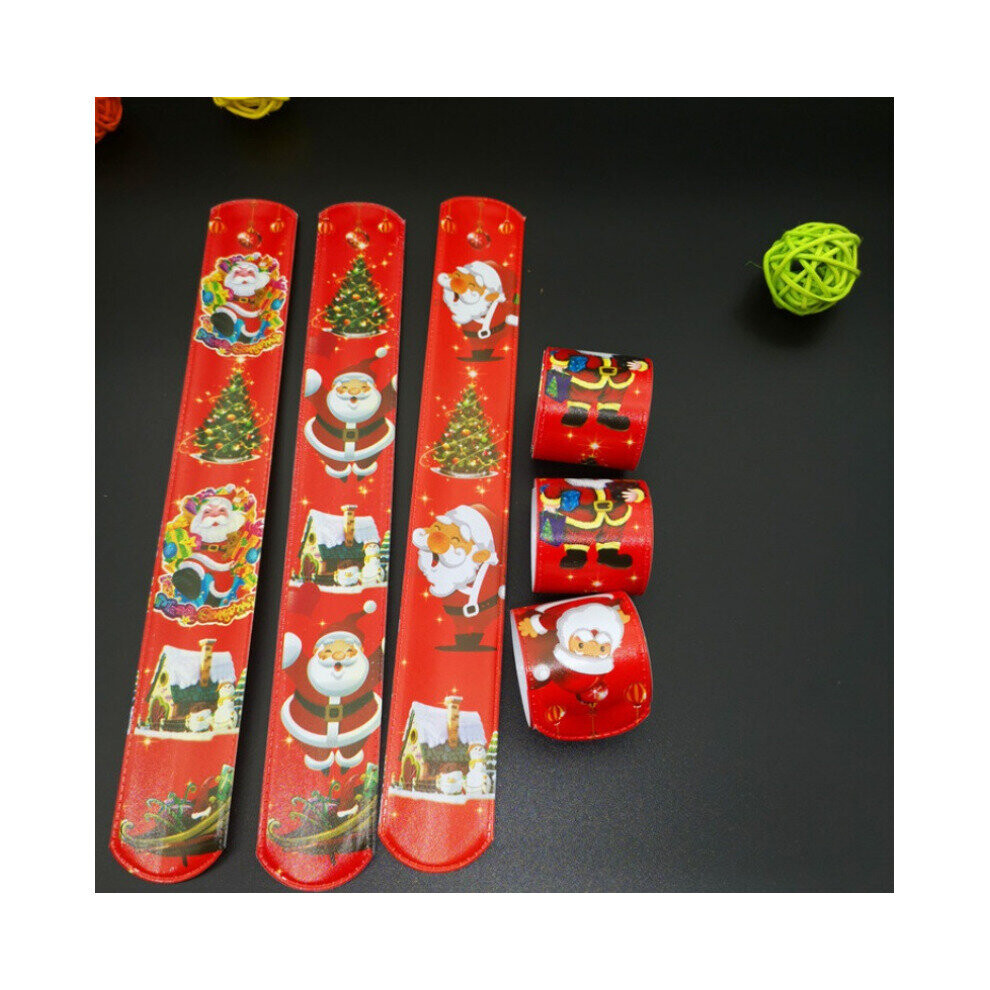 12pcs Christmas Slap Bracelets Santa Claus Slap Wristband Red-image-OPC-PC6N7QN-NEW