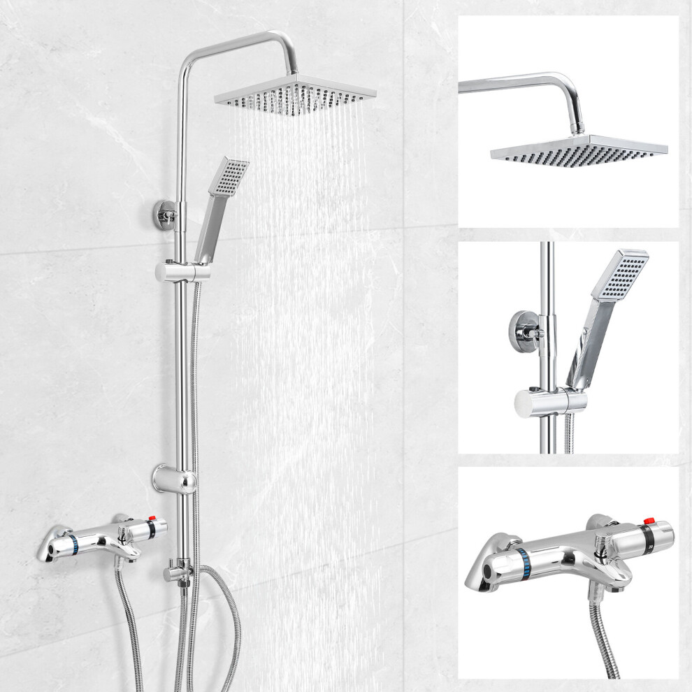 MODERN THERMOSTATIC BATH SHOWER MIXER TAPS DECK MOUNTED CHROME  KIT