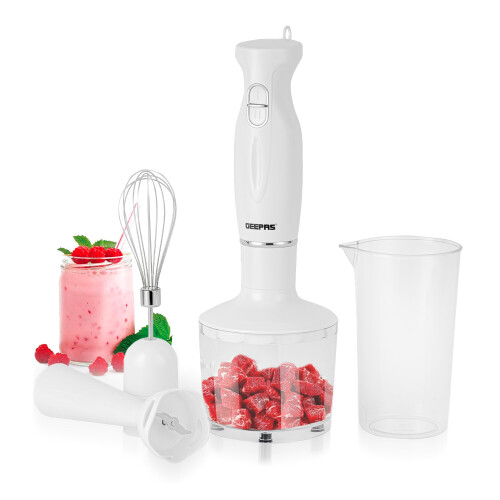 GEEPAS Geepas 4-in-1 Hand Blender Stick Electric Whisk 200W, White