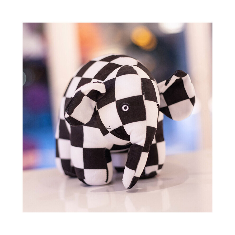 Atuto (Black White, 30Cm) Kawaii Elmer The Elephant Plush Figure | Cute Cartoon Plaid Toy | Kids' Christmas Gift