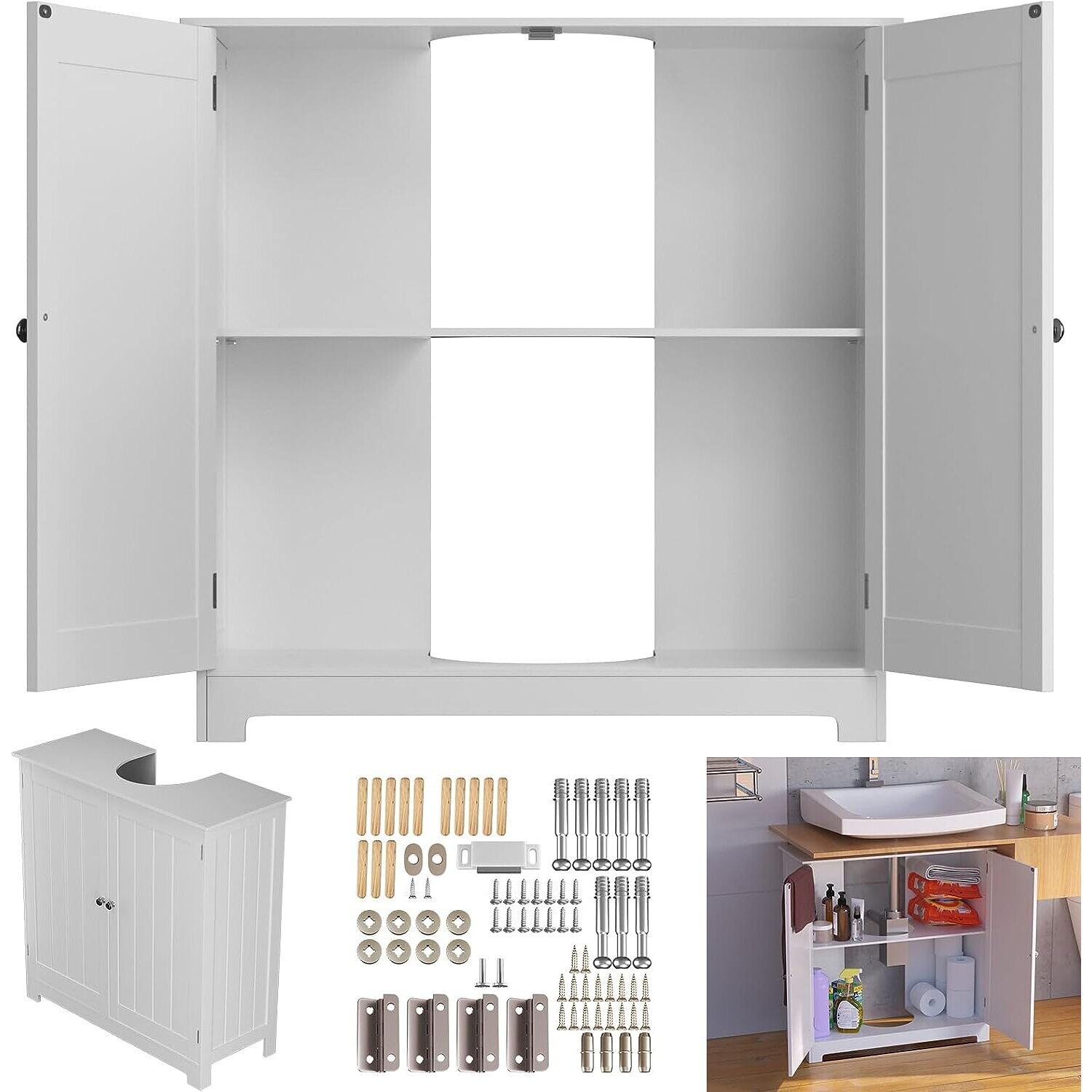 Under Sink Storage Bathroom Cabinet, Wall Mounted & Free Standing ...