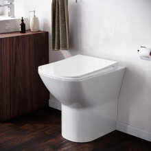 Nes Home Contemporary Keswick Back to Wall Rimless Comfort Height Toilet and Soft Close Seat White Bathroom