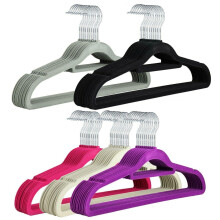(Purple, 30 Pcs) MantraRaj Non-Slip Flocked Velvet Hangers Space Saving Coat Clothes Hangers With Trouser Bar And Tie Bar360° Swivel Hooks