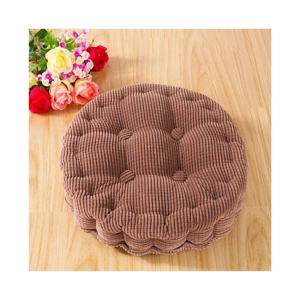 (Coffee, 43*43cm/17*17Inch) Round Corduroy Chair Pad Cushion Thicker Patio Car Office Seat Sofa Tatami  Mat