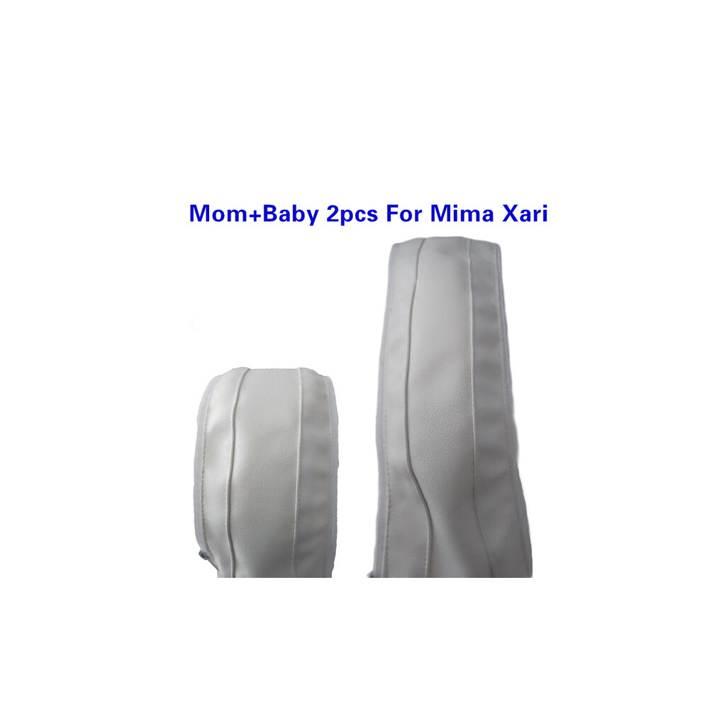 (mom baby 2PCS white) Baby Stroller PU Leather Handle Covers For Mima Xari Pram Bar Sleeve Case