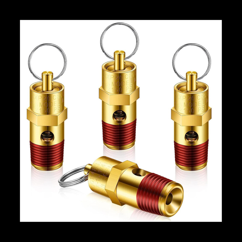 4 Pieces 1/4 Inch Male Npt Safety Valve Pressure Relief Valve Air Compressor Check Valve (150 Psi Set Pressure) 4763255752402