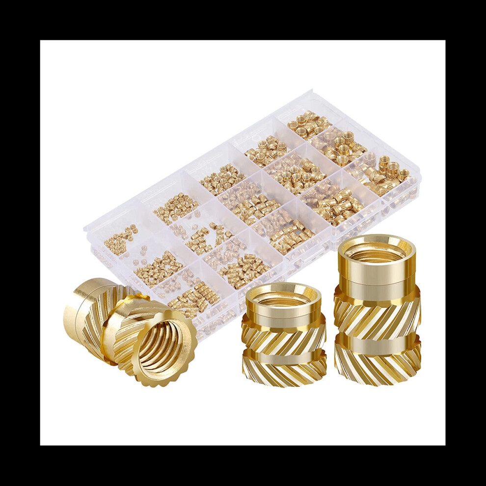 350Pcs Threaded Inserts Female Thread Metric Knurled Nuts Assortment Kit Brass Heat Set Insert 4763255755687
