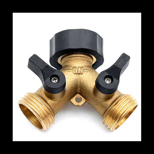 Garden Hose Splitter 2 Way Heavy Duty Brass Connector Tap Splitter Y Splitter 2 Valves With 2