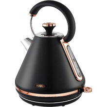 Tower T10044RG Cavaletto Pyramid Kettle with Fast Boil, Detachable Filter, 1.7 Litre, 3000 W, Black and Rose Gold