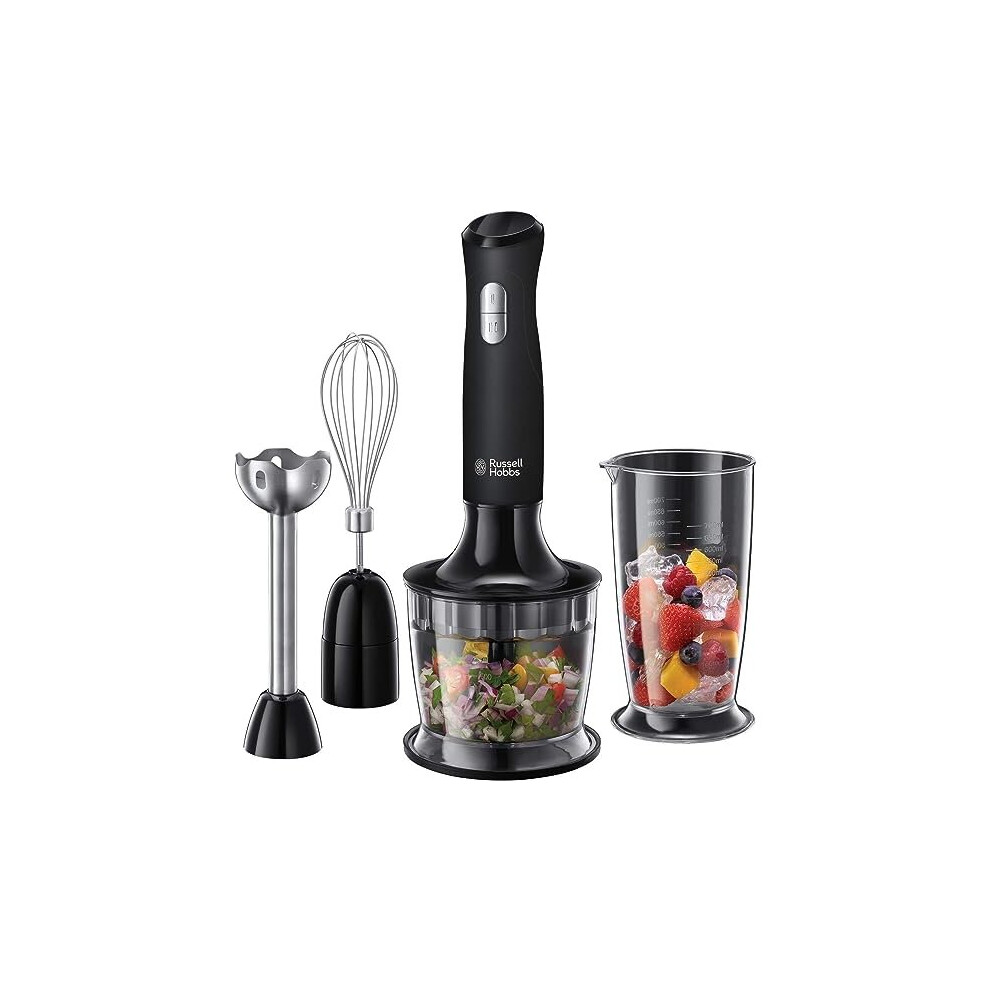 Russell Hobbs 24702 Desire 3 in 1 Hand Blender with Electric Whisk and Vegetable Chopper Attachments, Matte Black