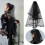 Black Bridal Wedding Veil Satin Edge Double Layer with Comb Halloween Makeup 1