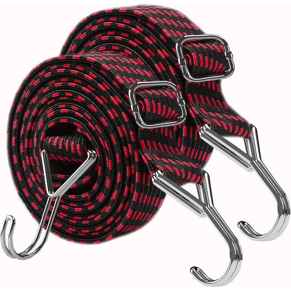 Bungee Cords With Hooks Adjustable - Elastic Heavy Duty Straps Rope 2 Pack 2M 8325711131693