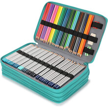 Pencil Case Students Pen Wrap for Colored Pencils - Large Capacity 300 Pencil Holder Pouch Storage, Green(No Pencils)