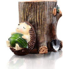 Cute Hedgehog Desk Pen Pencil Pot Resin Desktop Organizer Container Stationery Storage Office Desk (Rest)