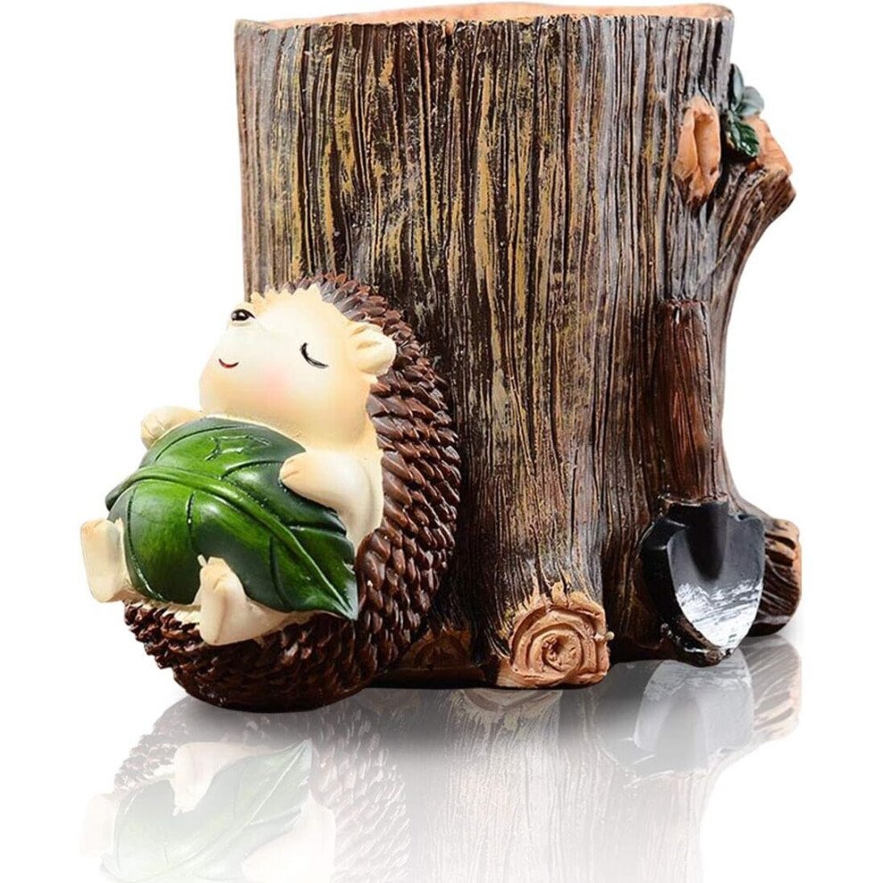 Yadong Cute Hedgehog Desk Pen Pencil Pot Resin Desktop Organizer Container Stationery Storage Office Desk (Rest)