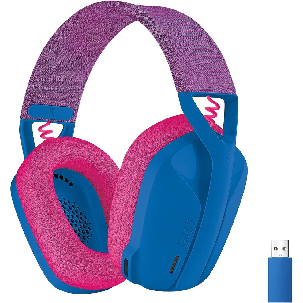Logitech G435 Lightspeed & Bluetooth Wireless Gaming Headset, Ultra Lightweight 165G Over-Ear Headphones, Built-In Mics, 18H Battery