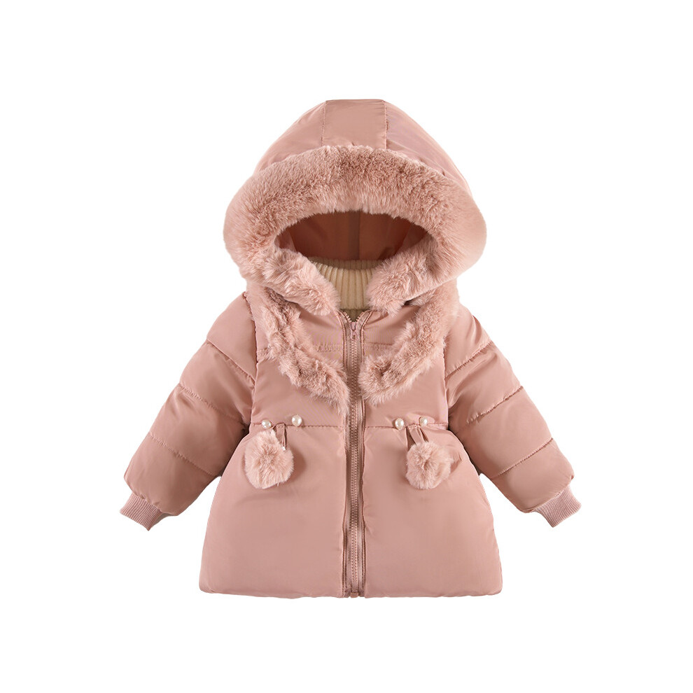 (Pink, 3-4 Years) Baby Kids Girls Fur Coat Padded Winter Jackets UK