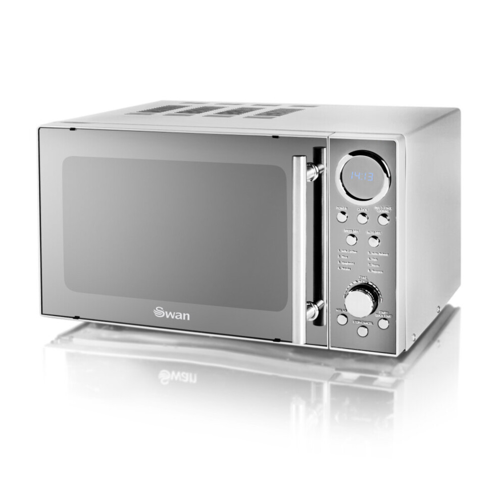 Swan Classic Silver 800W Microwave Polished Stainless Steel SM3080LN